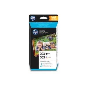 Original Valuepack Druckköpfe schwarz, color + 10 Fotopapier 10x15cm
Hersteller-ID: No. 303, Z4B62EE Tinte