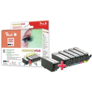 Peach Spar Pack Plus Tintenpatronen, XL-Ergiebigkeit, kompatibel zu
Hersteller-ID: PGI-520*2, CLI-521, 2934B007 Druckerpatronen
