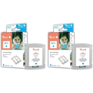 Peach Doppelpack Tintenpatronen cyan kompatibel zu
Hersteller-ID: No. 11 c*2, C4836A*2 Tinte