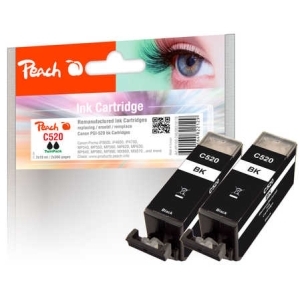 Peach Doppelpack Tintenpatronen schwarz kompatibel zu
Hersteller-ID: PGI-520PGBK*2, 2932B012, 2932B009 Druckerpatronen