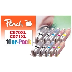 Peach 10er-Pack Tintenpatronen, XL-Ergiebigkeit, kompatibel zu
Hersteller-ID: PGI-570XL, CLI-571XL Toner
