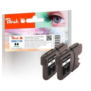 Peach Doppelpack Tintenpatronen schwarz kompatibel zu
Hersteller-ID: LC-980BK*2, LC-1100BK*2 Tinte
